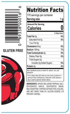 Show-Me® Cajun Seasoning nutrition facts panel and ingredient list