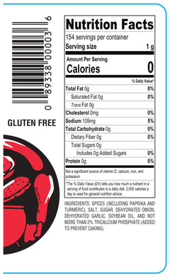 Show-Me® Caribbean Seasoning nutrition facts panel and ingredient list