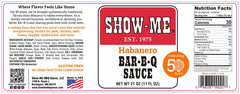 Show-Me® Habanero Bar-B-Q Sauce label: ingredients and nutrition facts